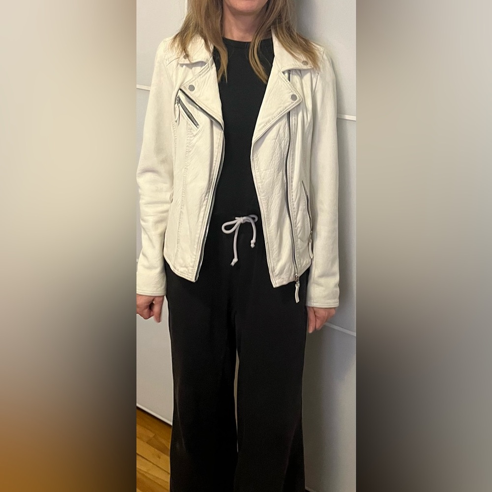 Oakwood Manteau de cuir blanc